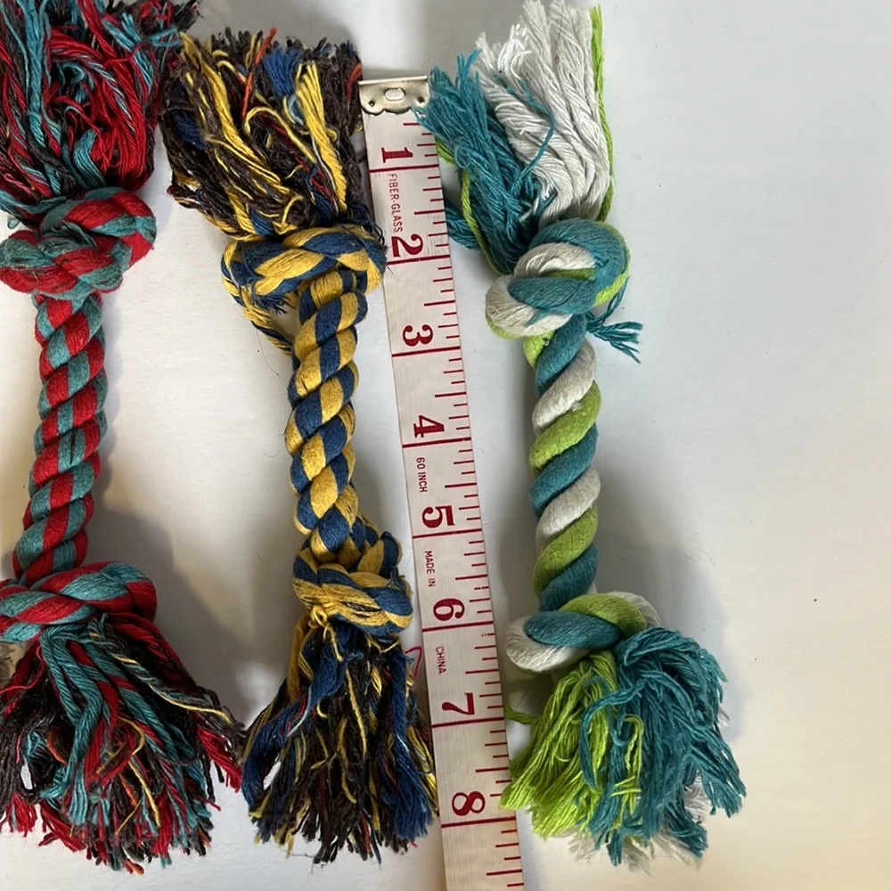 Dog Rope Bone 2 Knots Chew Toys Bundle of 4 Rope Bones - Picture 8 of 8
